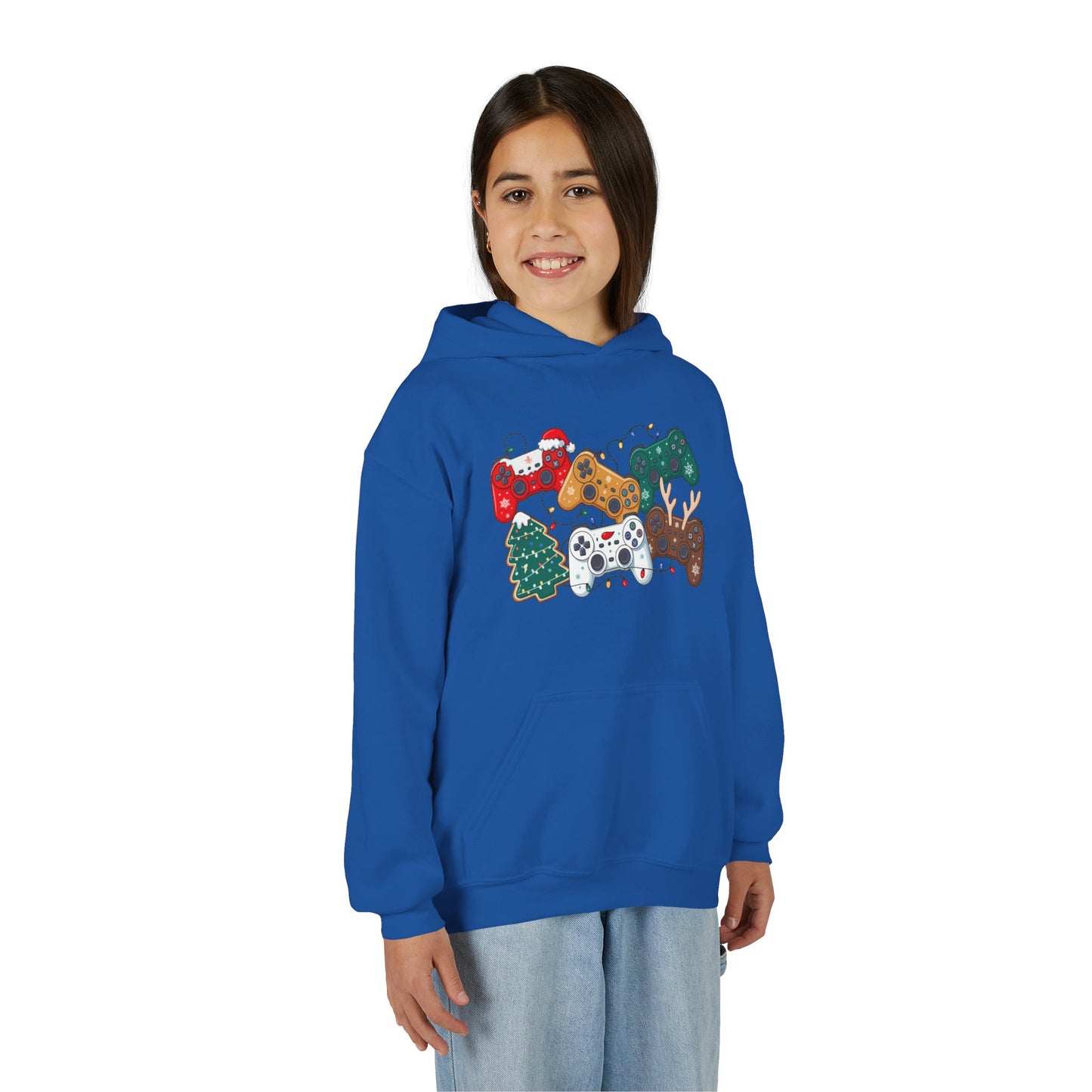 Unisex Youth Holiday Gaming Hoodie — Festive Game Controller Design