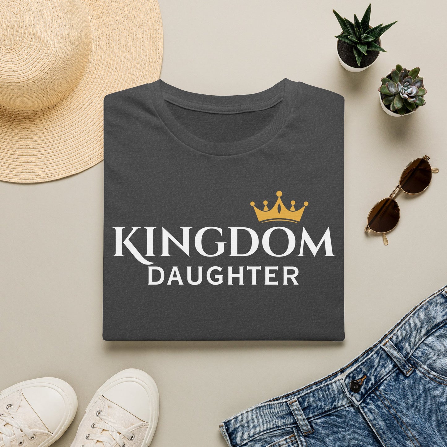 Daughter Crown Chest Tee — Minimal Gold Crown Graphic T-Shirt