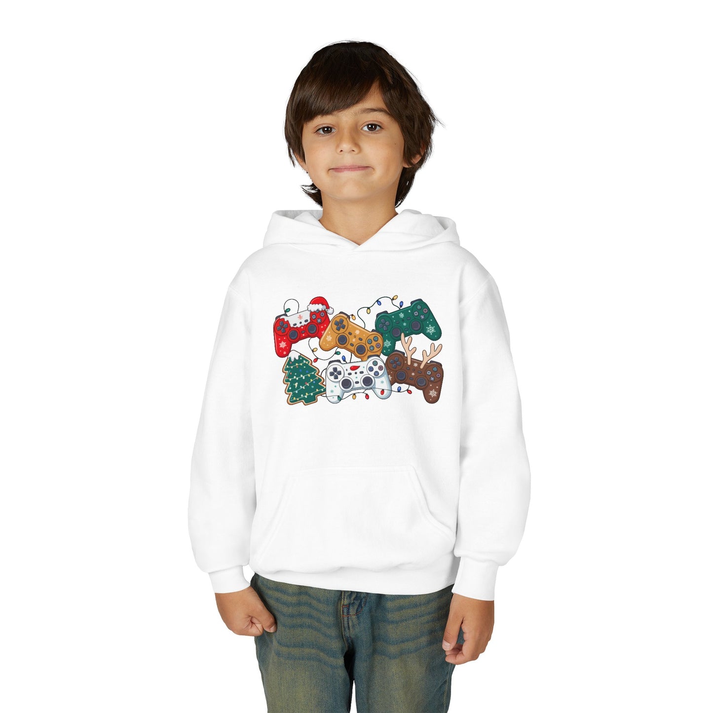 Unisex Youth Holiday Gaming Hoodie — Festive Game Controller Design