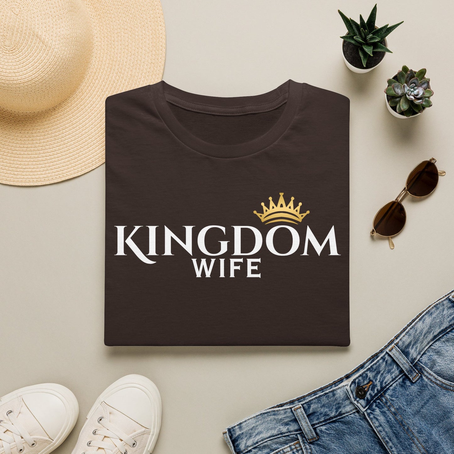 Golden Crown Tee — Minimal Embroidered Crown T-Shirt