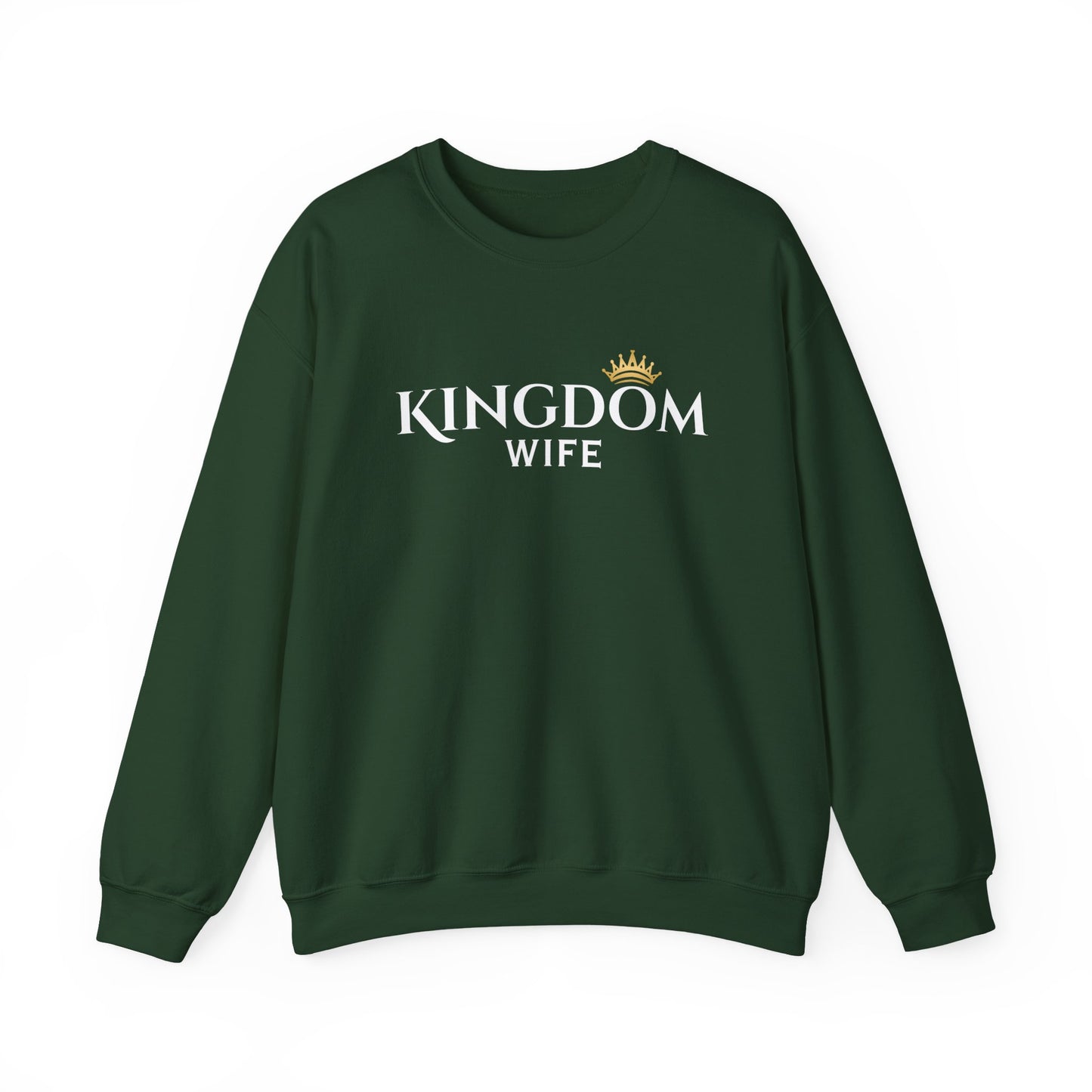 Kingdom Wife Crewneck Sweatshirt — Christian Faith & Marriage Gift with Crown Graphic