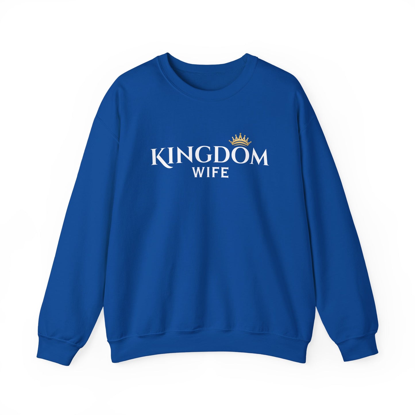 Kingdom Wife Crewneck Sweatshirt — Christian Faith & Marriage Gift with Crown Graphic