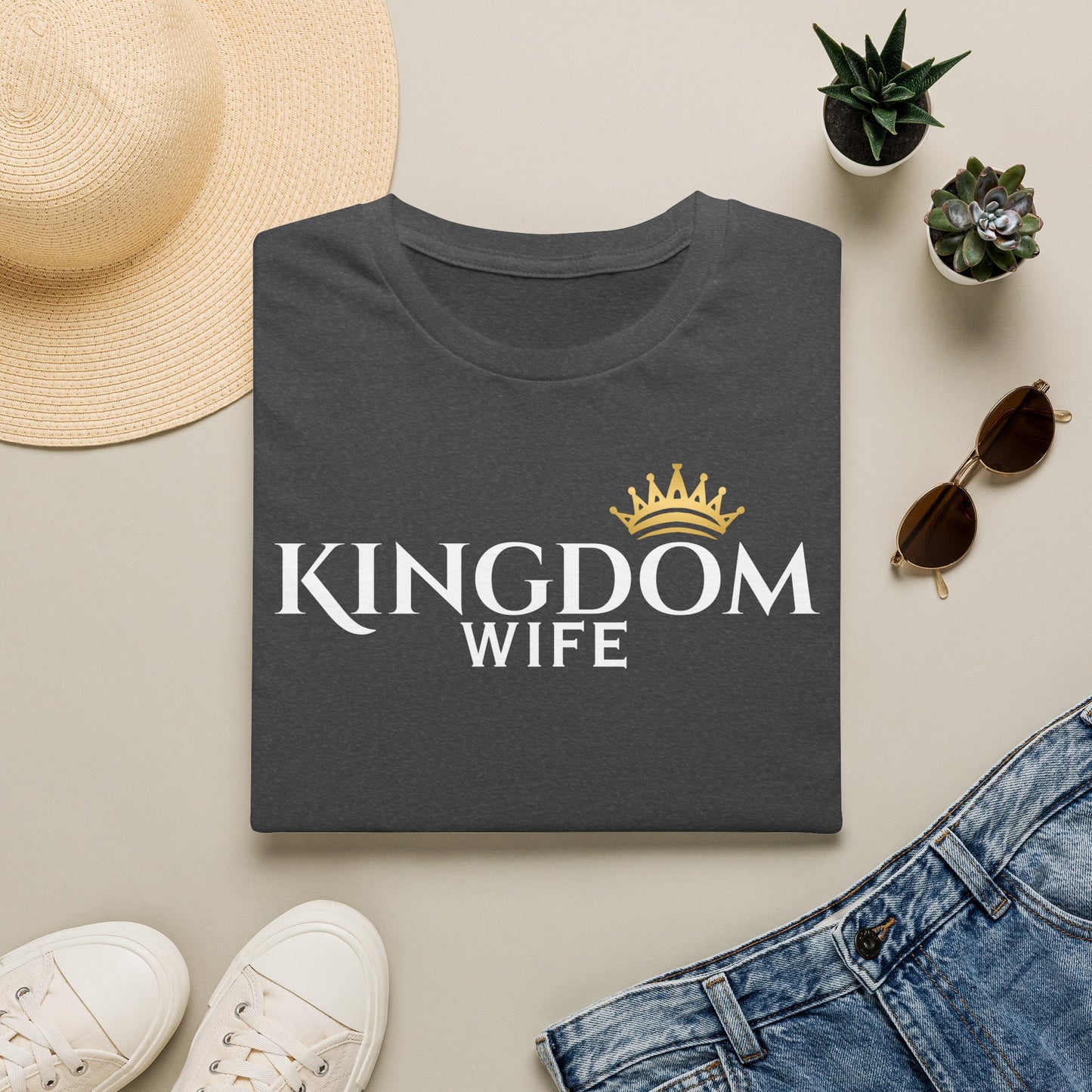 Golden Crown Tee — Minimal Embroidered Crown T-Shirt