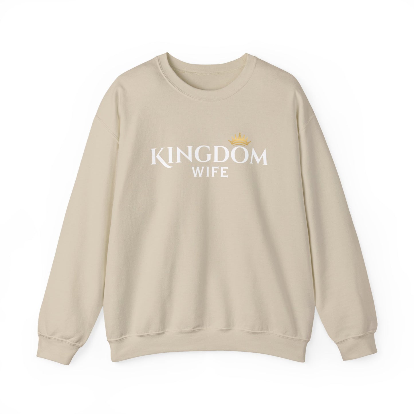 Kingdom Wife Crewneck Sweatshirt — Christian Faith & Marriage Gift with Crown Graphic