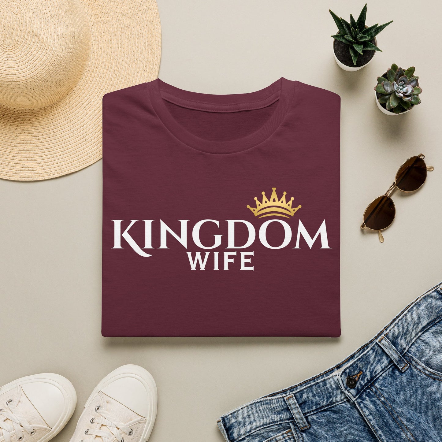 Golden Crown Tee — Minimal Embroidered Crown T-Shirt