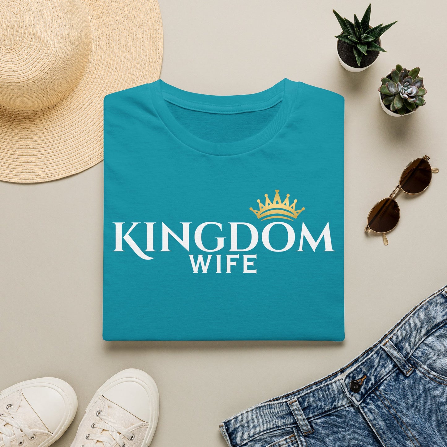 Golden Crown Tee — Minimal Embroidered Crown T-Shirt
