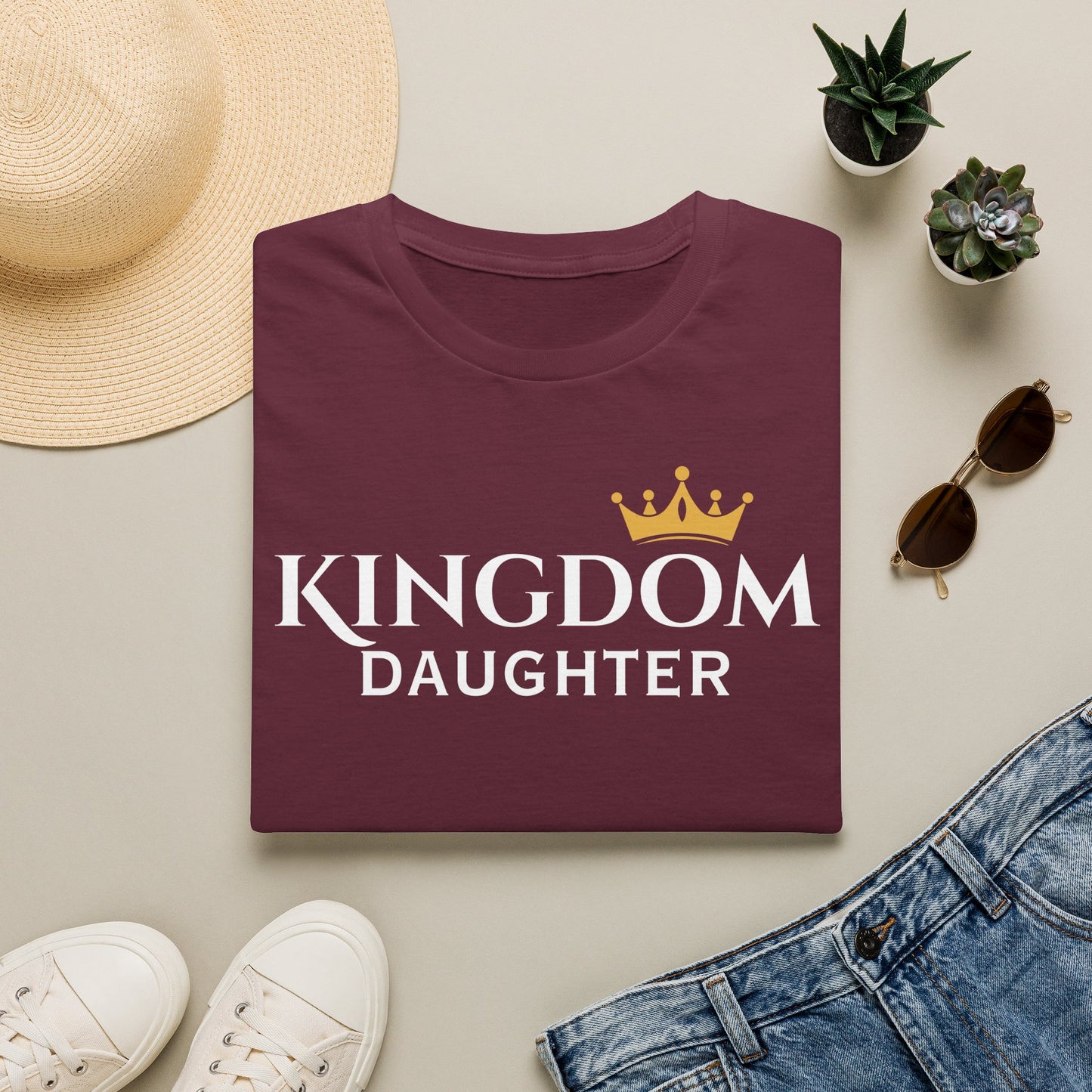 Daughter Crown Chest Tee — Minimal Gold Crown Graphic T-Shirt
