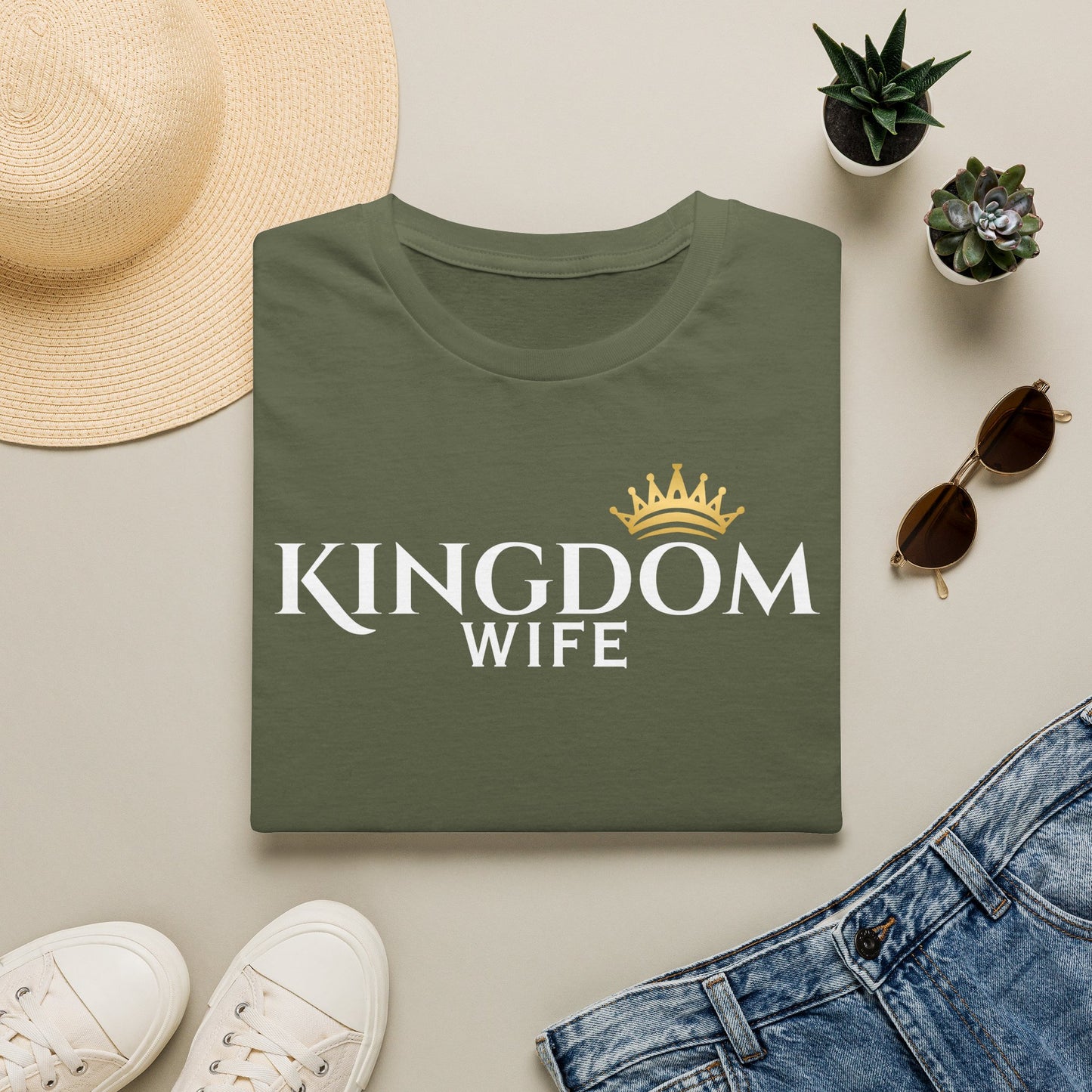 Golden Crown Tee — Minimal Embroidered Crown T-Shirt