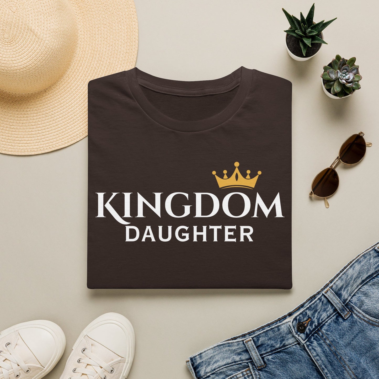 Daughter Crown Chest Tee — Minimal Gold Crown Graphic T-Shirt