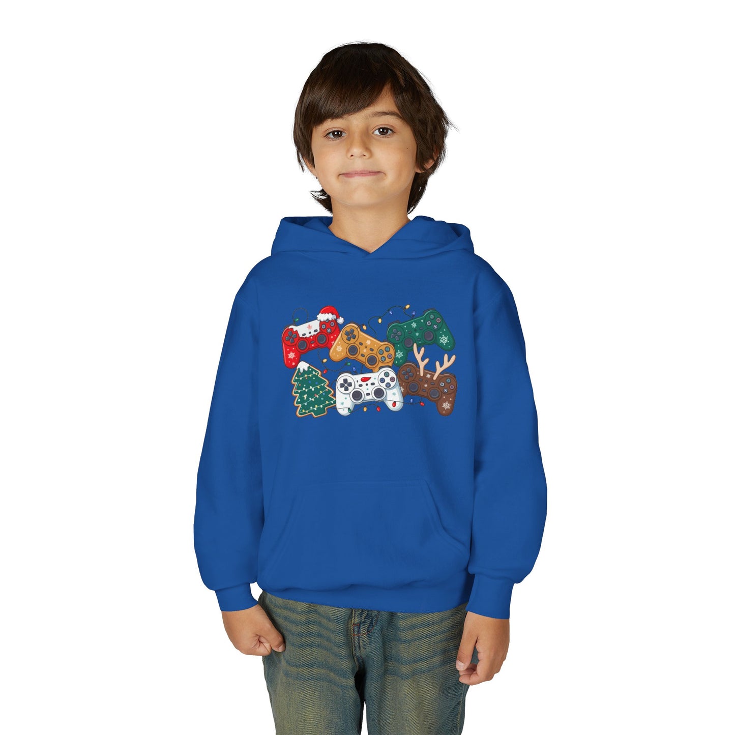Unisex Youth Holiday Gaming Hoodie — Festive Game Controller Design