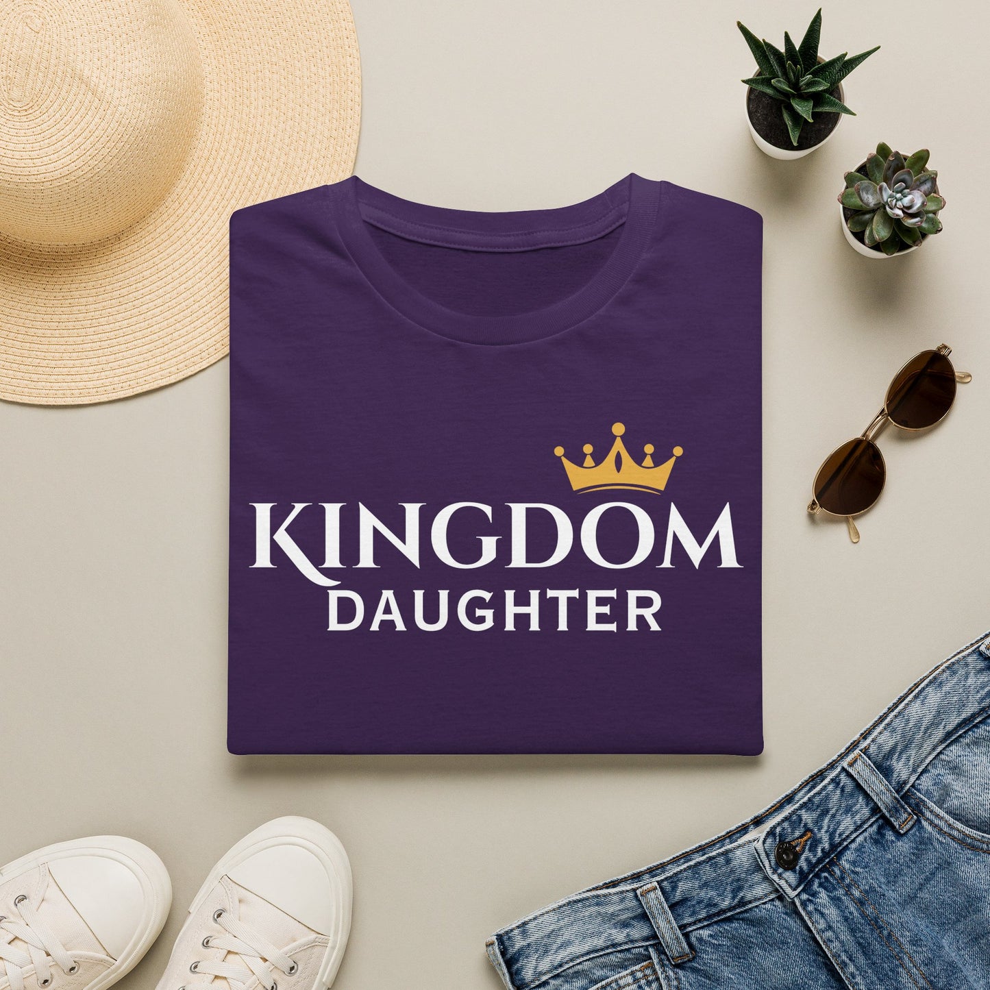 Daughter Crown Chest Tee — Minimal Gold Crown Graphic T-Shirt