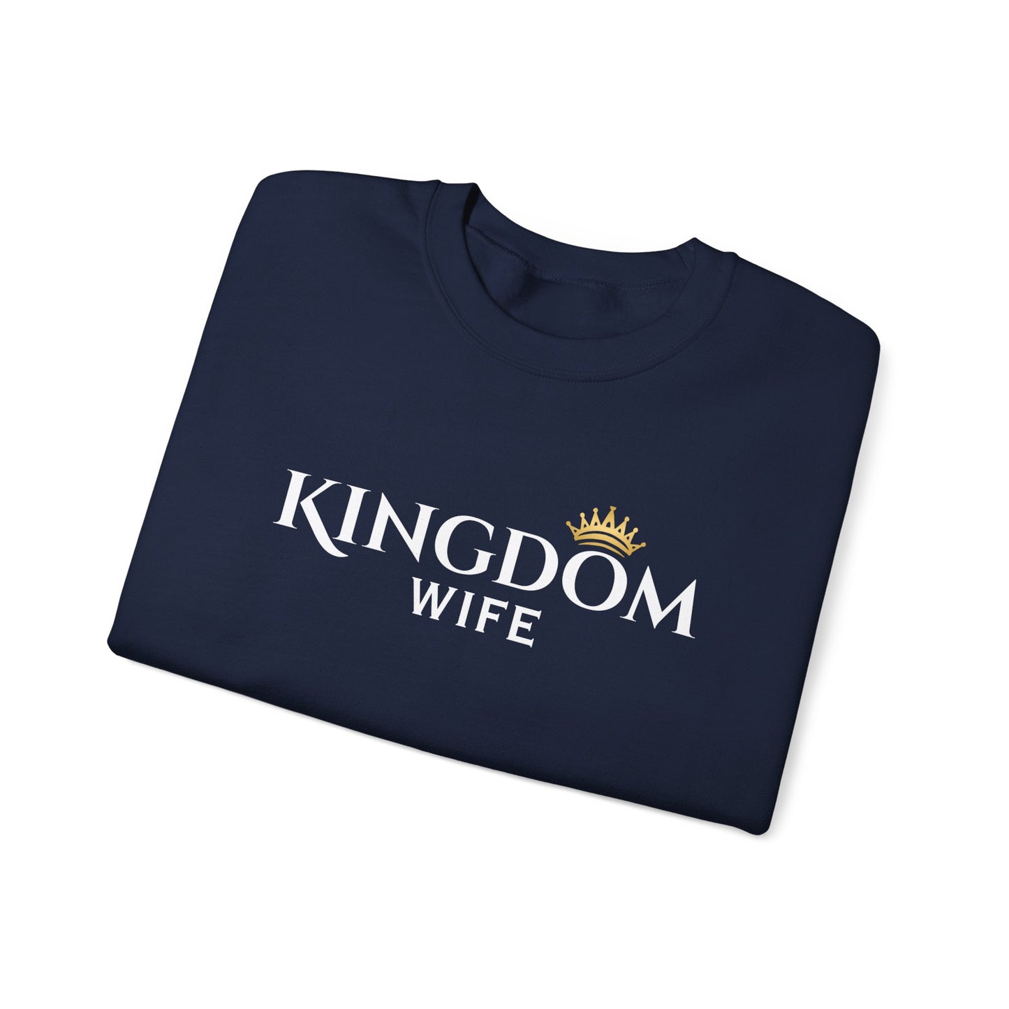 Kingdom Wife Crewneck Sweatshirt — Christian Faith & Marriage Gift with Crown Graphic