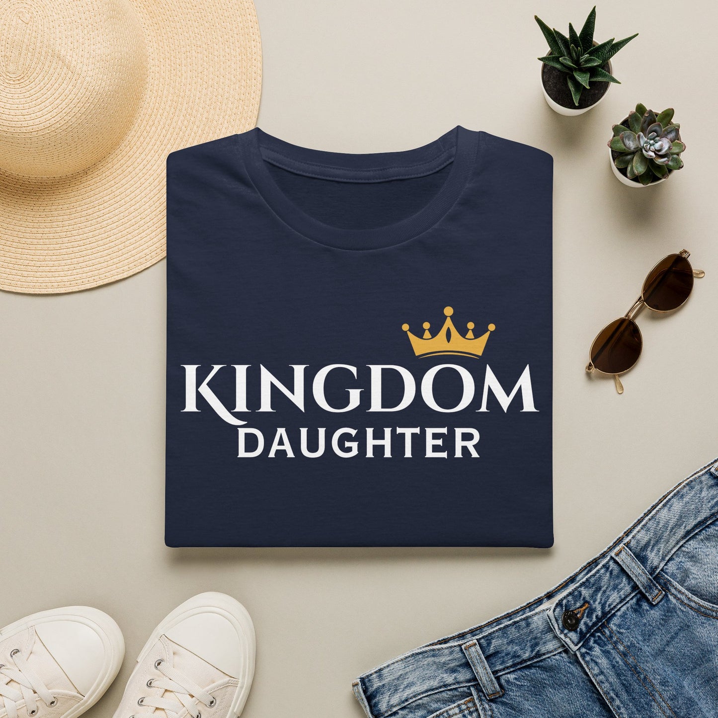 Daughter Crown Chest Tee — Minimal Gold Crown Graphic T-Shirt