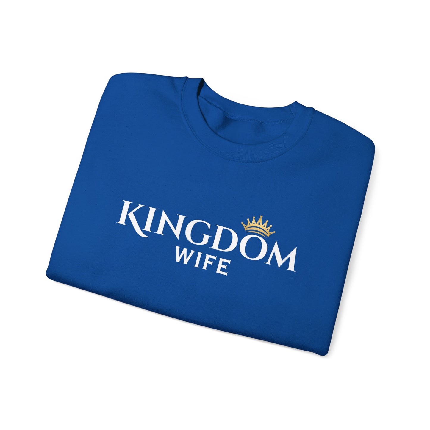 Kingdom Wife Crewneck Sweatshirt — Christian Faith & Marriage Gift with Crown Graphic