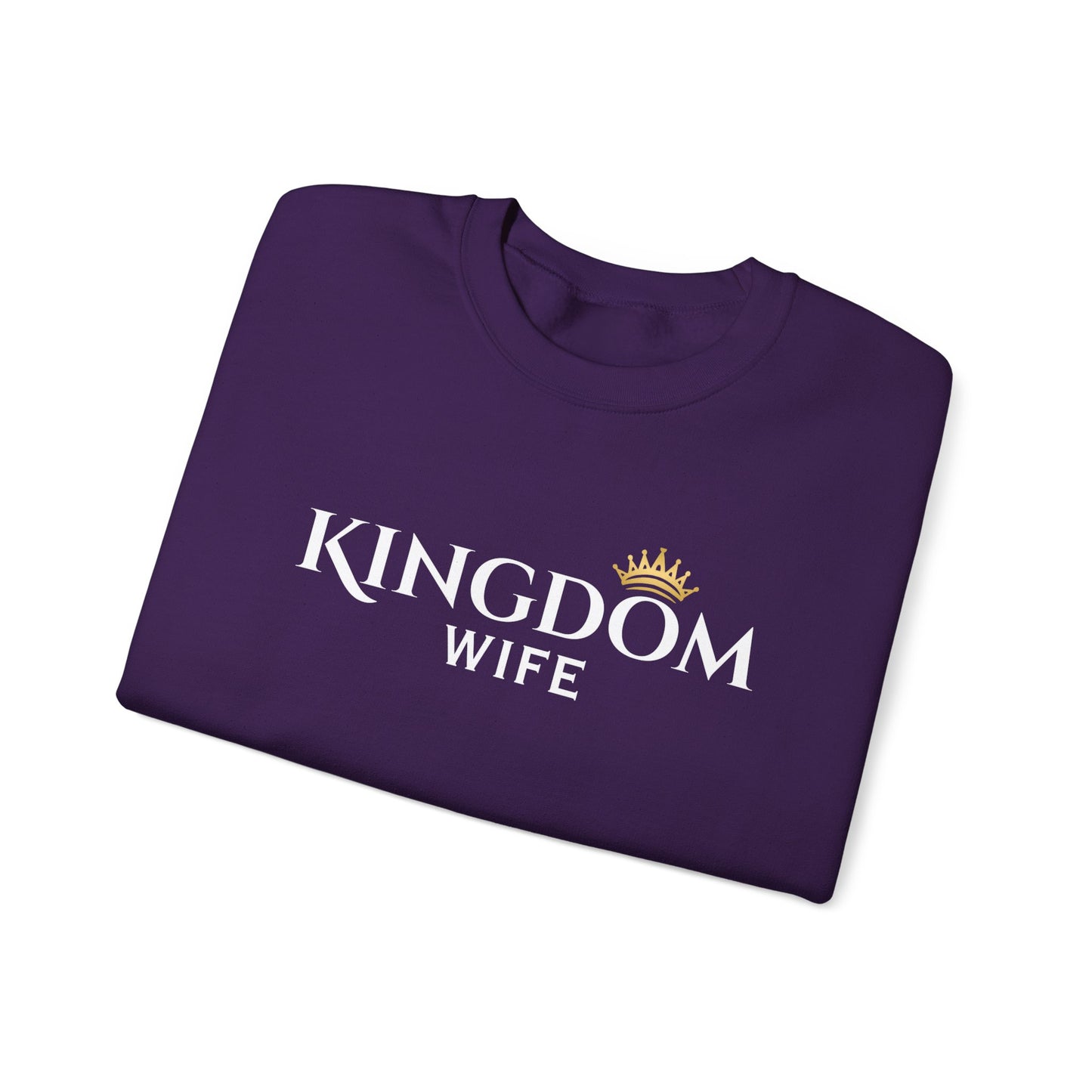 Kingdom Wife Crewneck Sweatshirt — Christian Faith & Marriage Gift with Crown Graphic