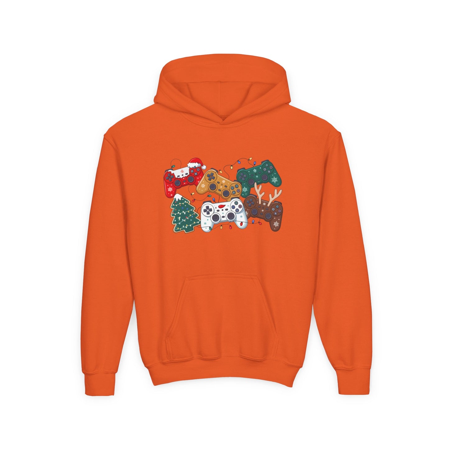 Unisex Youth Holiday Gaming Hoodie — Festive Game Controller Design