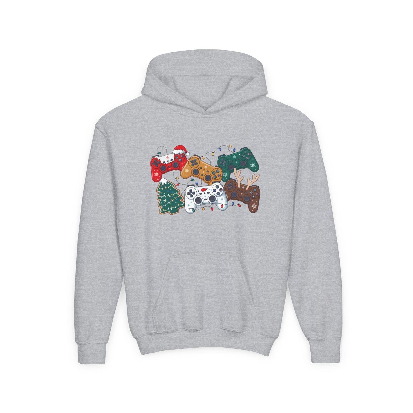 Unisex Youth Holiday Gaming Hoodie — Festive Game Controller Design