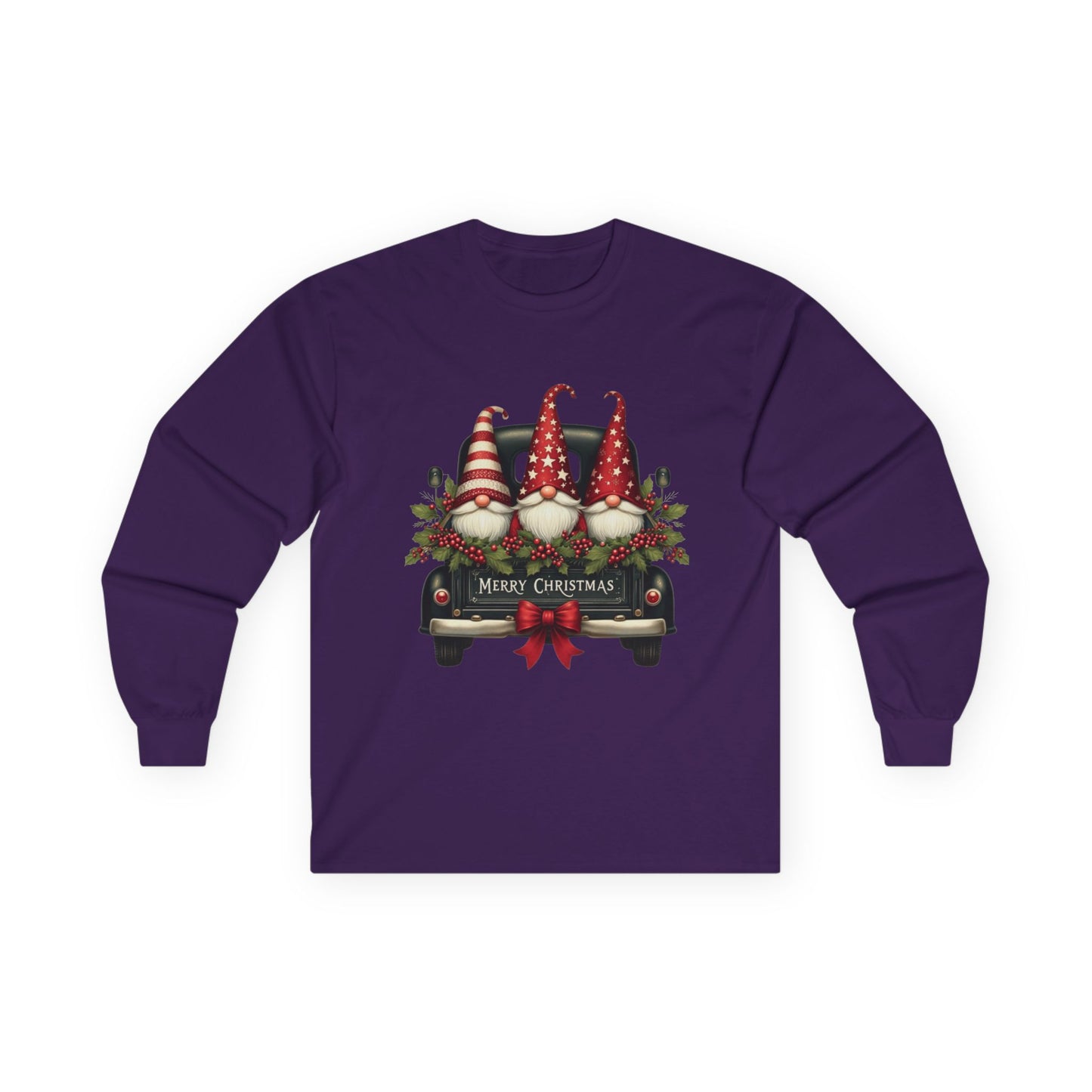 Christmas Gnomes Truck Long Sleeve Tee – "Merry Christmas" Holiday Shirt