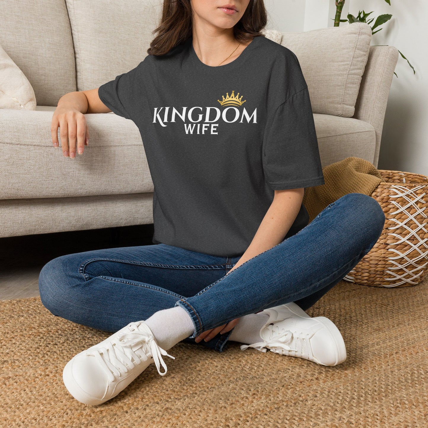 Golden Crown Tee — Minimal Embroidered Crown T-Shirt