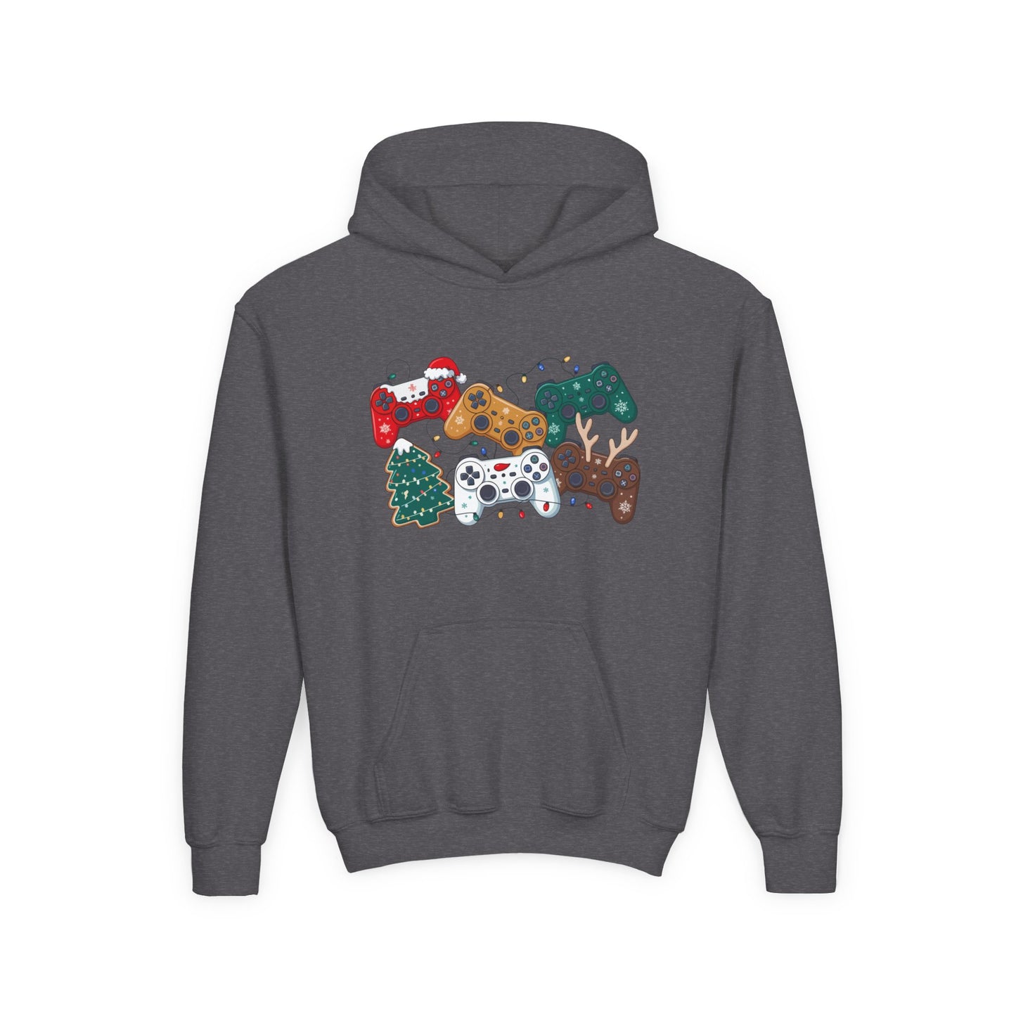 Unisex Youth Holiday Gaming Hoodie — Festive Game Controller Design