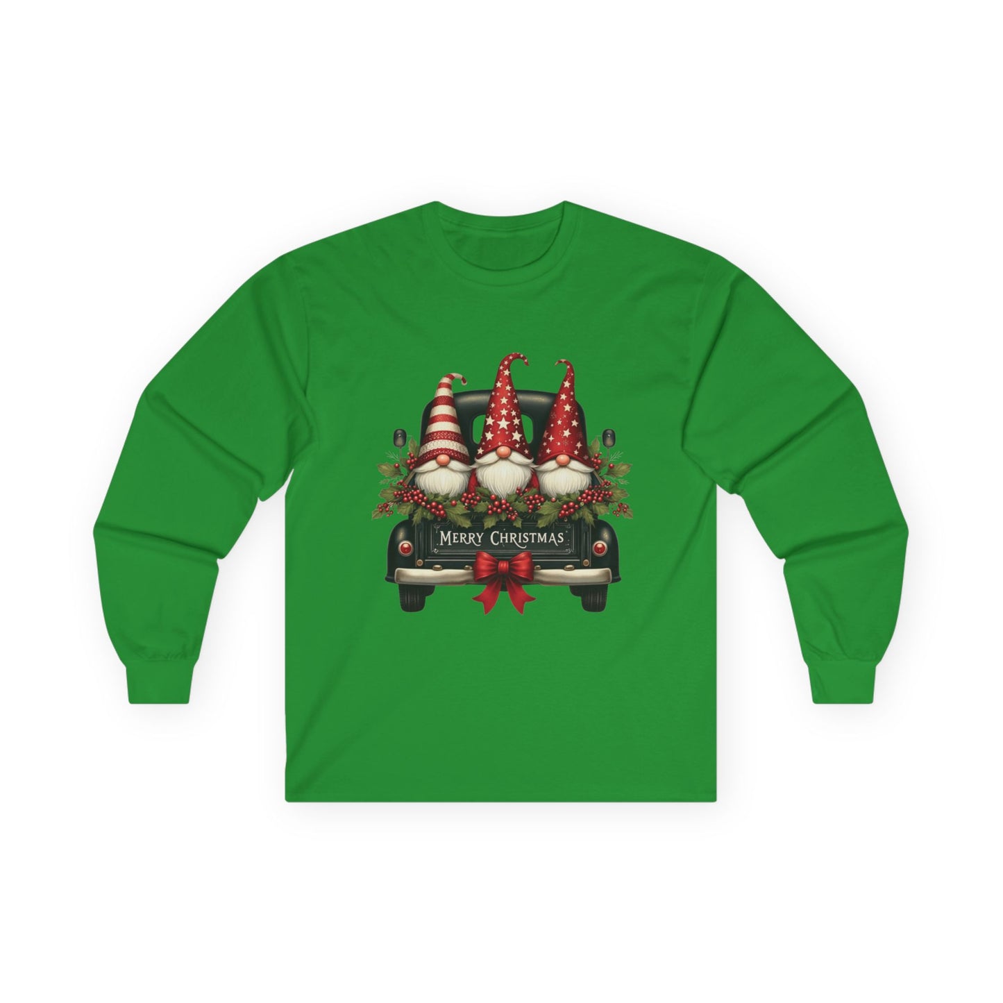 Christmas Gnomes Truck Long Sleeve Tee – "Merry Christmas" Holiday Shirt