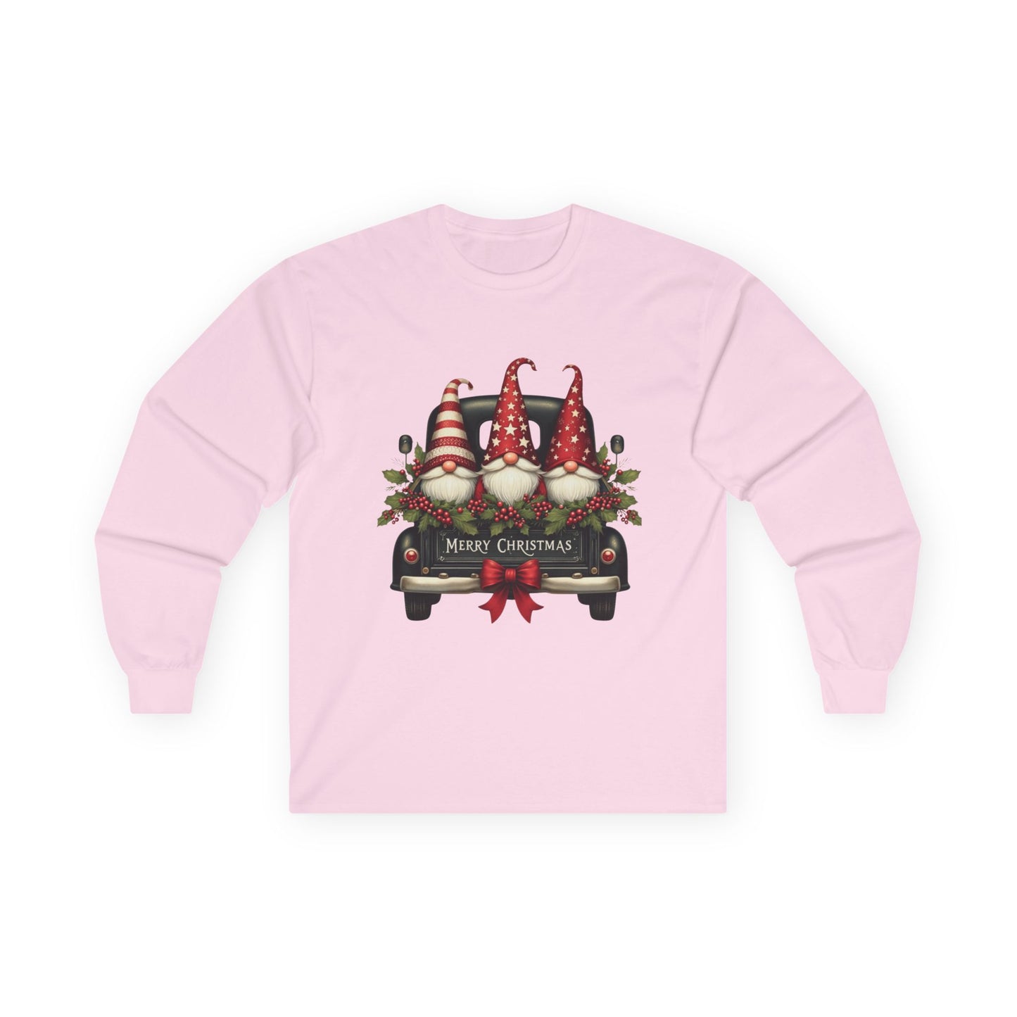 Christmas Gnomes Truck Long Sleeve Tee – "Merry Christmas" Holiday Shirt