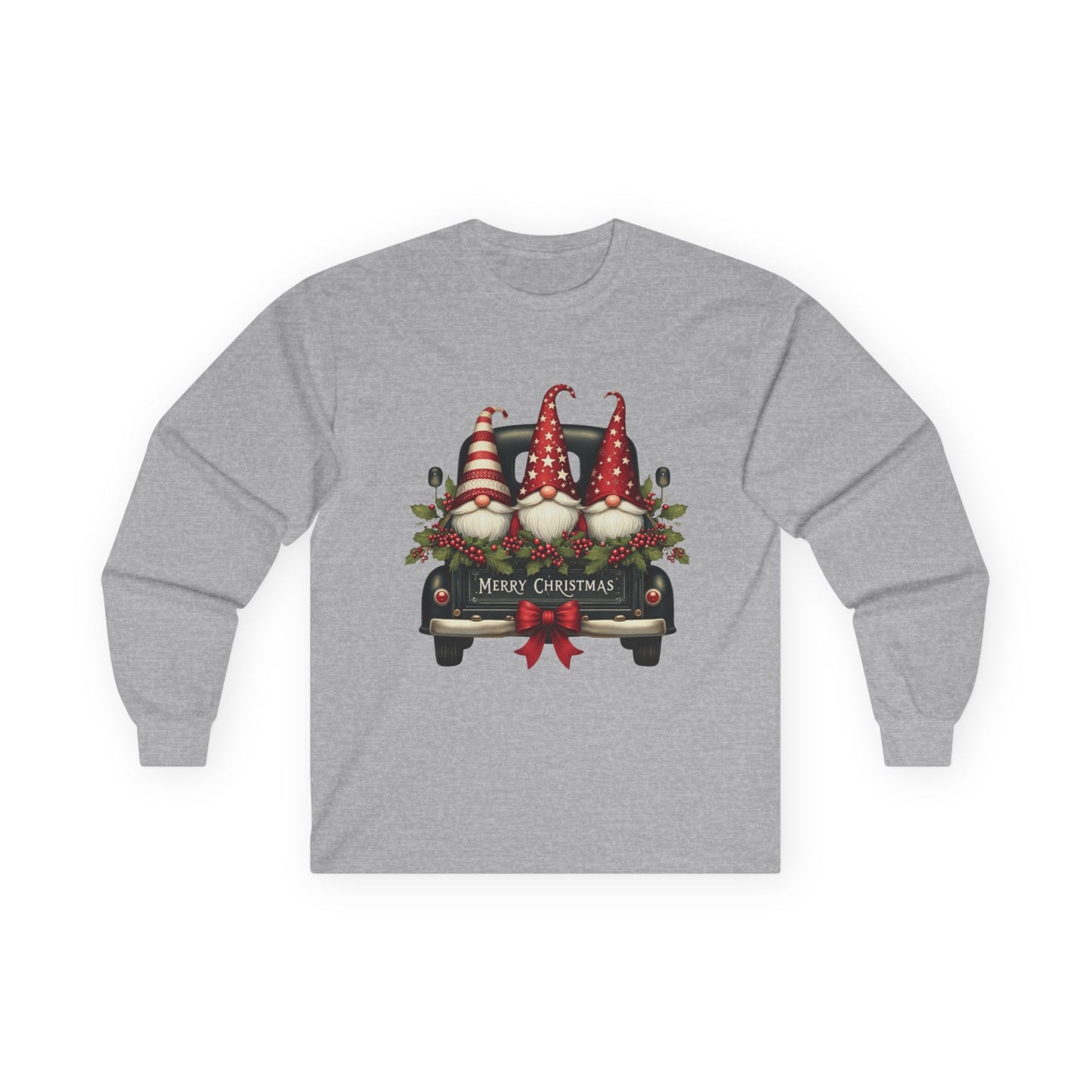 Christmas Gnomes Truck Long Sleeve Tee – "Merry Christmas" Holiday Shirt