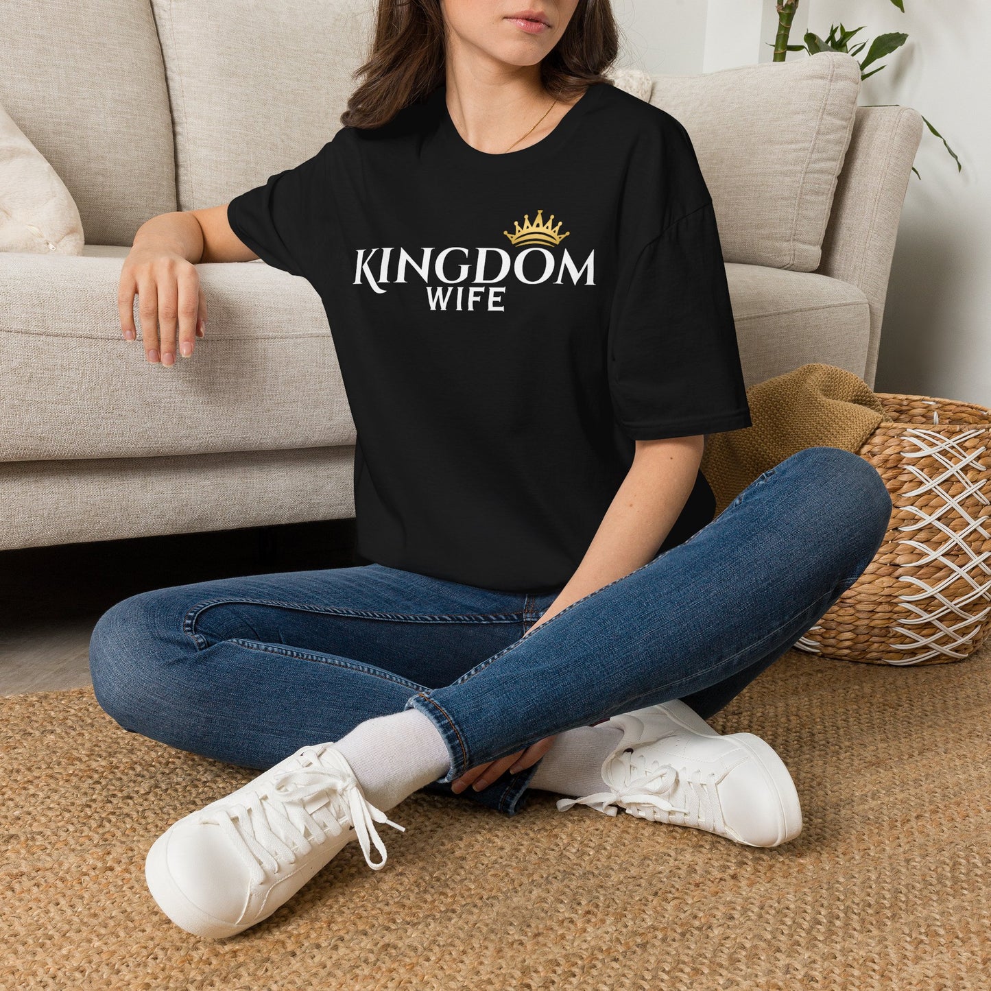 Golden Crown Tee — Minimal Embroidered Crown T-Shirt