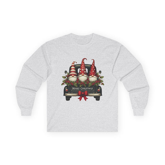 Christmas Gnomes Truck Long Sleeve Tee – "Merry Christmas" Holiday Shirt