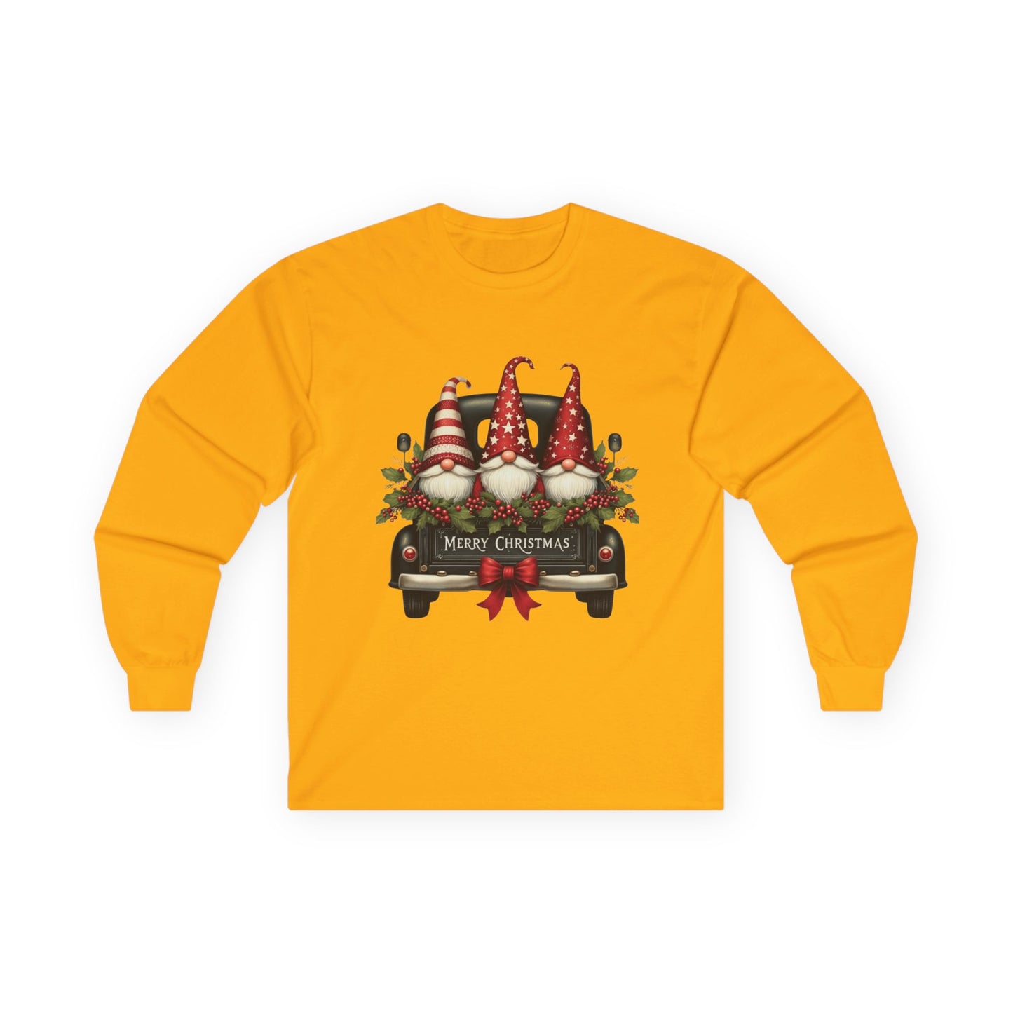 Christmas Gnomes Truck Long Sleeve Tee – "Merry Christmas" Holiday Shirt
