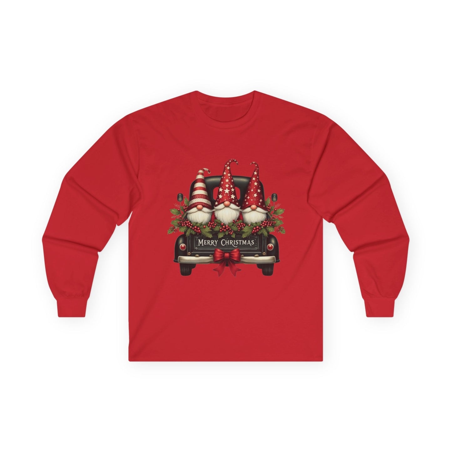 Christmas Gnomes Truck Long Sleeve Tee – "Merry Christmas" Holiday Shirt