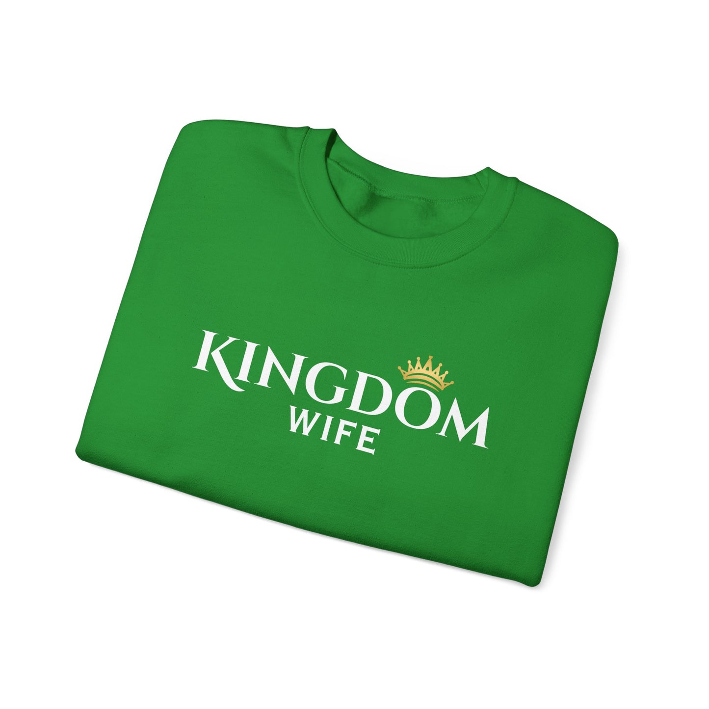 Kingdom Wife Crewneck Sweatshirt — Christian Faith & Marriage Gift with Crown Graphic