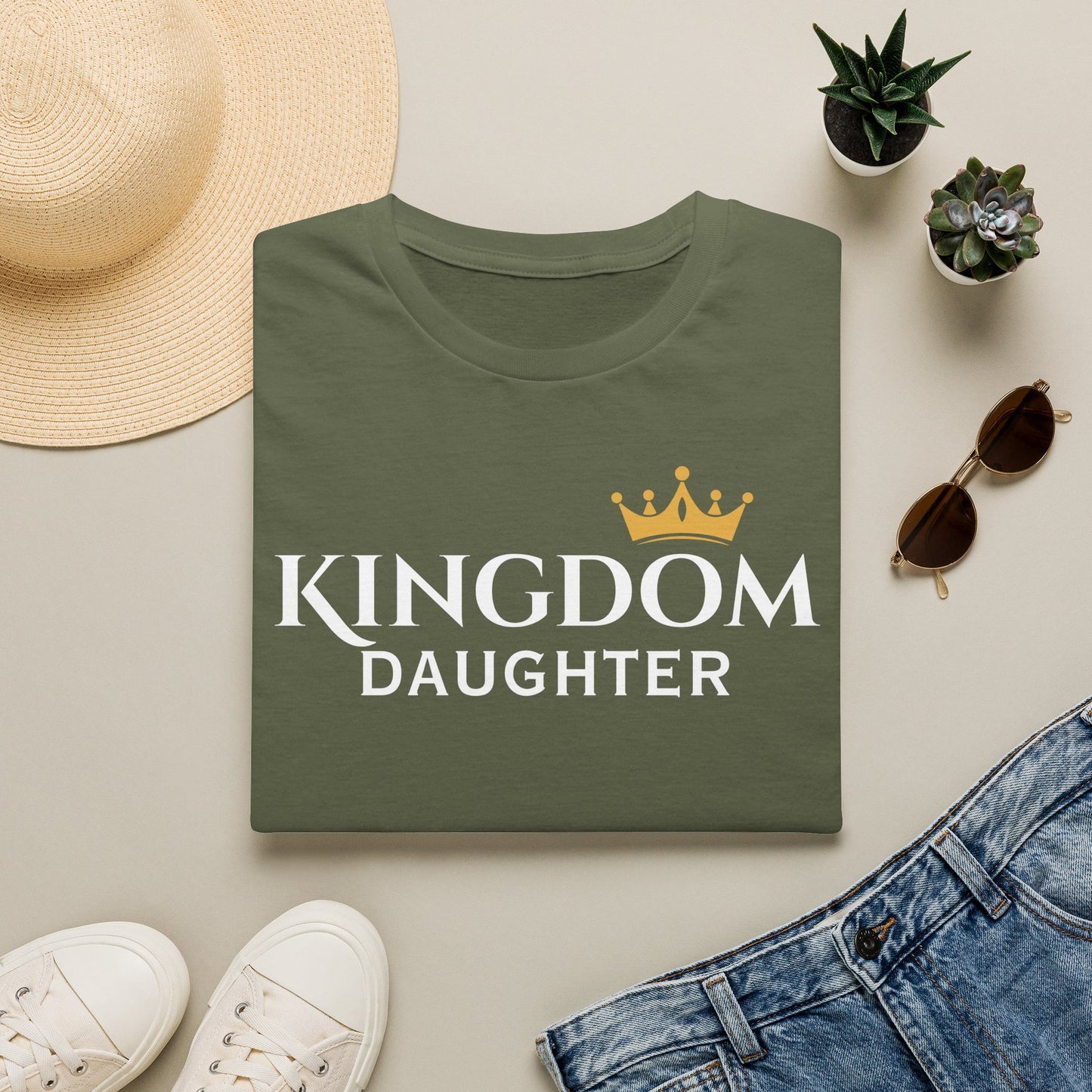 Daughter Crown Chest Tee — Minimal Gold Crown Graphic T-Shirt