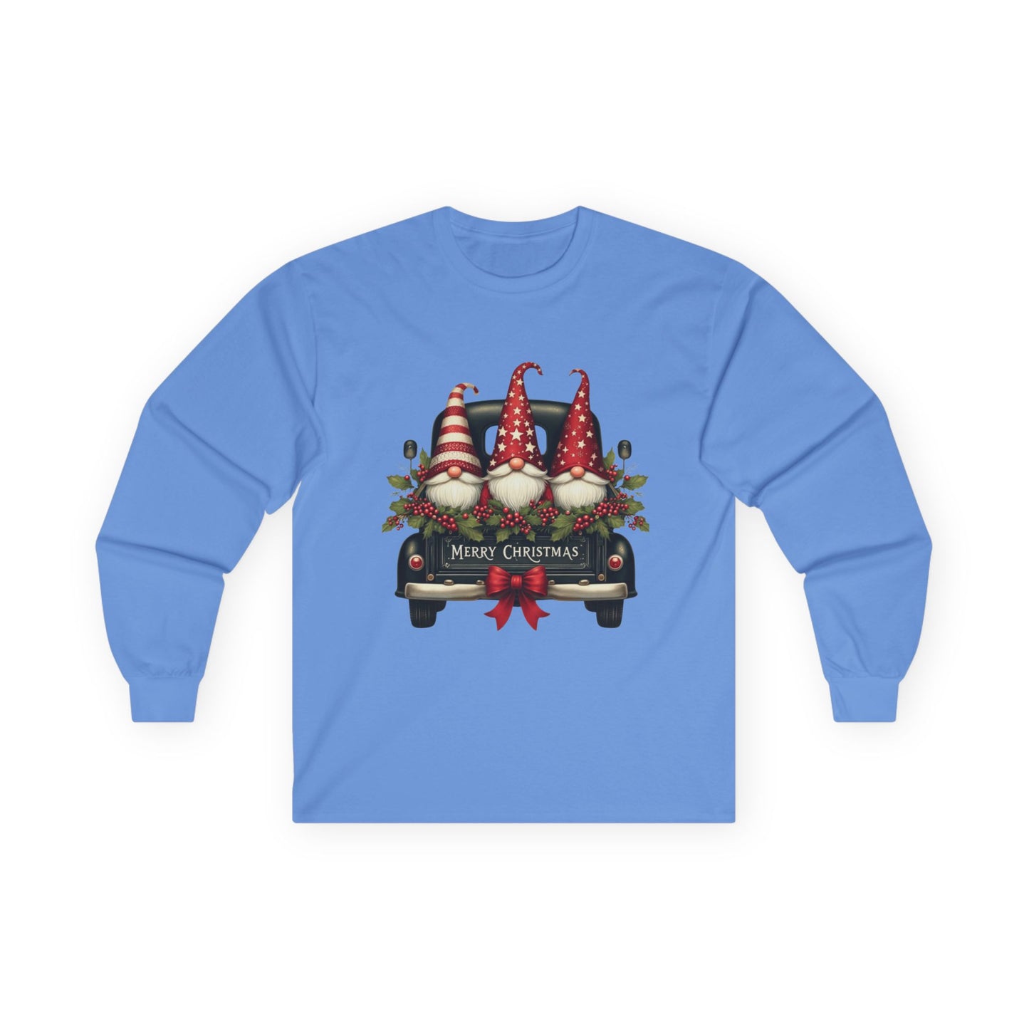 Christmas Gnomes Truck Long Sleeve Tee – "Merry Christmas" Holiday Shirt