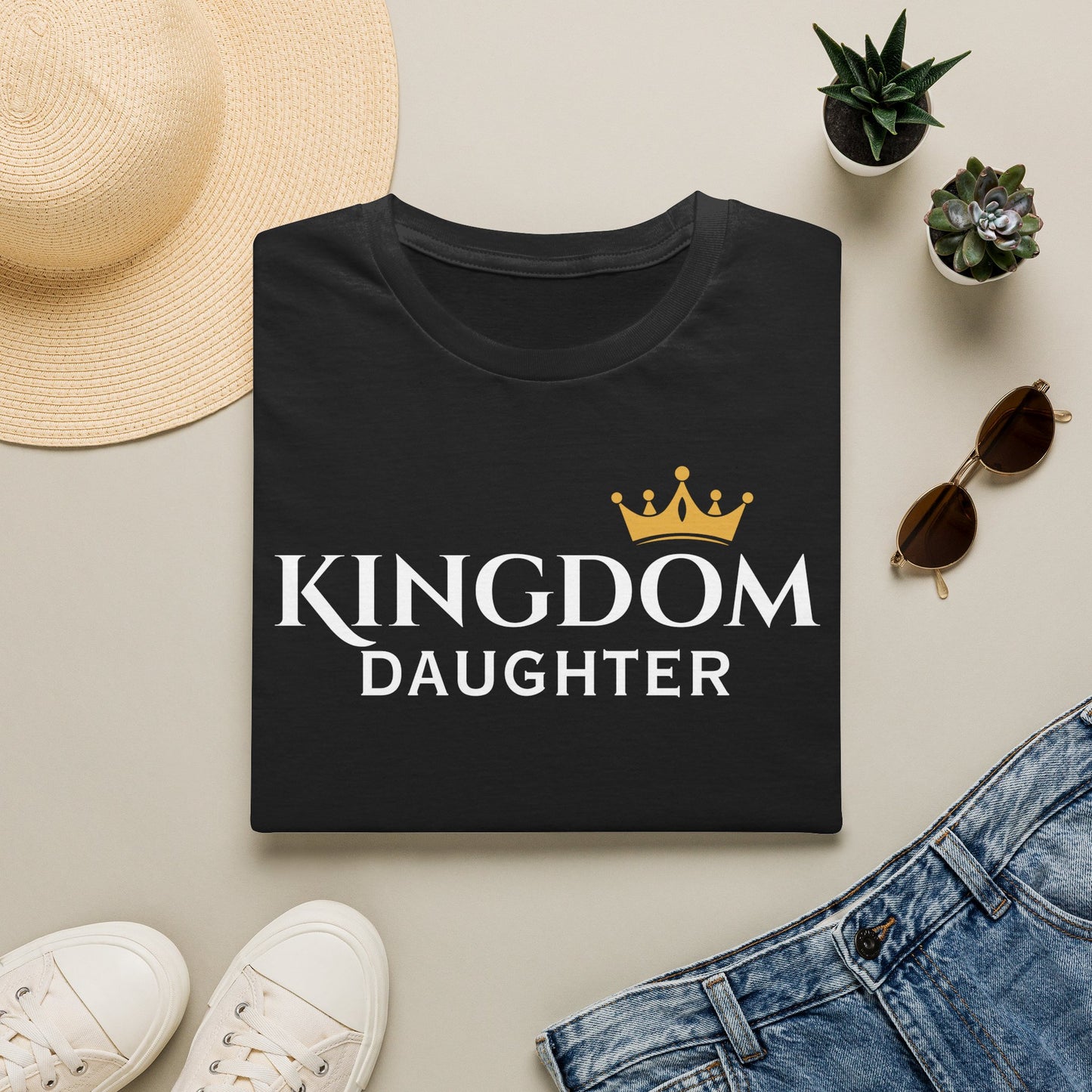 Daughter Crown Chest Tee — Minimal Gold Crown Graphic T-Shirt