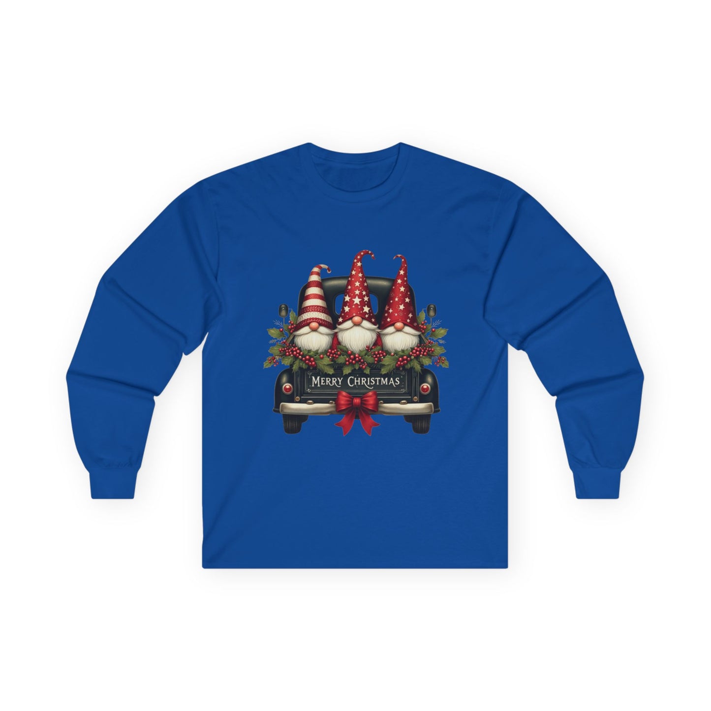 Christmas Gnomes Truck Long Sleeve Tee – "Merry Christmas" Holiday Shirt